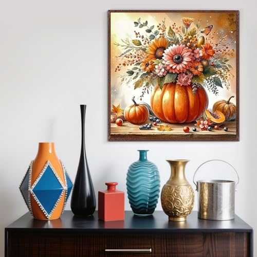 Fall Pumpkin Sunflower Butterfly Paint by Numbers Kit for Adults, DIY Paint by Numbers Kits for Adults Beginners Without Frame, Acrylic Paint Canvas Painting Kits Art for Home Decor 16x16 Inch - color: Fall Pumpkin Sunflower