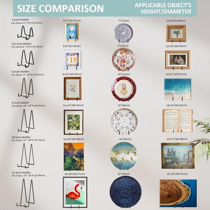 Plate Holder Easel Display Stand - 6 inch Metal Plate Stands for Display - Tabletop Picture Stand - Black Iron Easels for Display Pictures | Photo Frames | Book | Decorative Plates | Plaque - 2 Pack - size: 6 inch (2 pack)