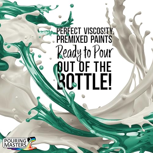 Pouring Masters Aqua Metallic Pearl Ready to Pour Acrylic Pouring Paint - Premium 32-Ounce Pre-Mixed Fluid Acrylic Paint - Fluid Art Supplies for Canvas, Wood, Paper, Tile & Rocks - color: Aqua Metallic Pearl, size: 32 Fl Oz (Pack of 1)
