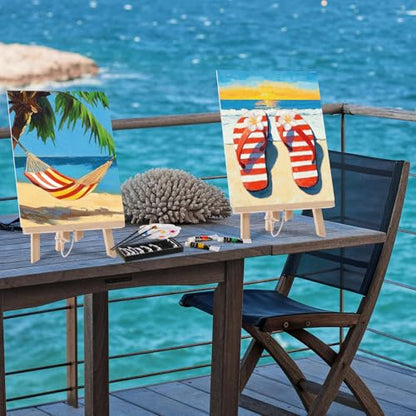Cholemy 36 Pcs Paint and Sip Kit Gift for Adults 8''x10'',Hawaii | Pre Drawn Canvas, Painting DIY Afro Acrylic Painting Kit, Wood Easel Brushes, Date Night Bulk, Summer Halloween Party - style: Hawaii