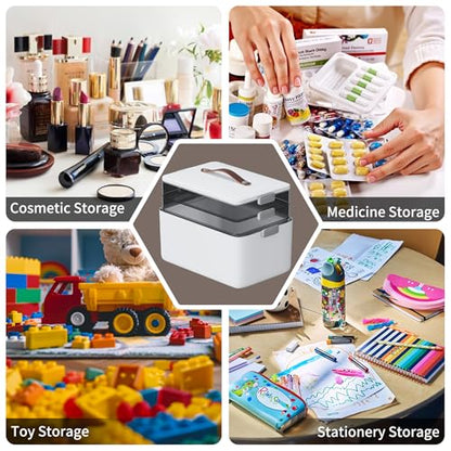 CTIME 3-Tier Medicine Organizer - Portable Medicine Cabinet with Handle | Multipurpose Medical Box, Pill Organizer, Empty First Aid Kit for Home - size: Regular 3-Tier