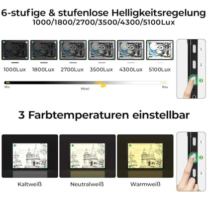 Zocelight Rechargeable A3 Light Board with Built-in Stand,Super Bright Magnetic Light Box for Tracing,Wireless Light Pad for Diamond Painting,Side Buttons,5000mAH Battery,LED Light Table for Drawing - size: A3 with Stand