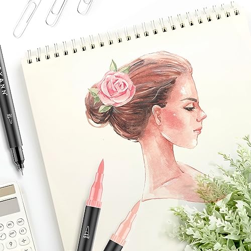 Skin Tone Markers for Coloring, Drawing Pens 12 Pack | Dual Tip, Brush Pens, Ideal for Artists, Calligraphy, Sketching - color: Skin Tone