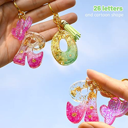Alphabet Keychain Molds with Hole, Reversed Alphabet Silicone Molds for Epoxy, Letter Resin Molds for Keychain Jewelry Pendant Making - color: Alphabet Mold with Keychain