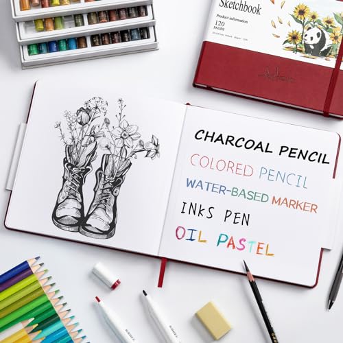 Sketchbook for Drawing, 120 Pages Sketch Book, 122LB/180GSM Thick Paper - color: Red, size: Small(7.5×5.3INCH)