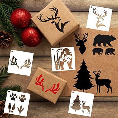 80 Pcs 3 x 3 Inch Stencils for Painting on Wood, Reusable Farm & Animal Plastic Stencils DIY Craft Paint Template Set for Wall Home Decor - style: Animal