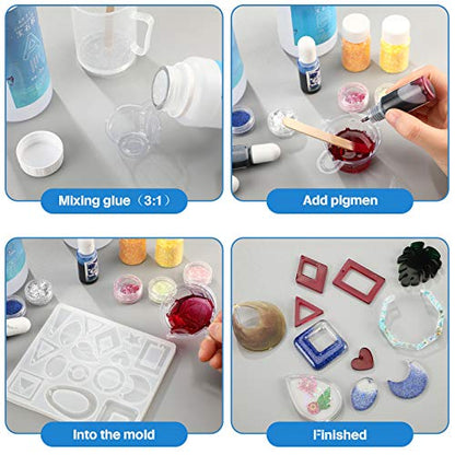 Patelai 4 Pcs Resin Earring Molds Irregular Shaped Earrings Silicone Mold for Epoxy Resin Dangle Drop Jewelry Making Kit for Women DIY Crafts Necklace Pendants Keychain(Geometric) - style: Geometric