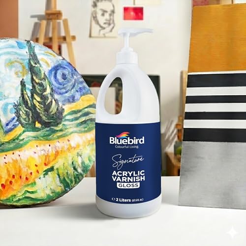 Bluebird Signature Gloss Varnish for Acrylic Painting, Non-Yellowing, Non-Toxic, Anti-Crazing, Gloss Varnish for Pro Artists, Hobby Painters & Kids (Gloss, 67.6 Fl Oz) - color: Gloss, size: 67.6 Fl Oz