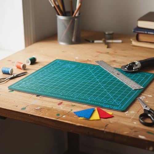 Self Healing Craft Mat, 6" x 8" Rotary Sewing Mat for Crafts, Table Protector Cut Board Cutting Matts for Fabric Leather Cutting Quilting Project, Ideas for DIY Crafts, Children, Hobbyists, A5, Green