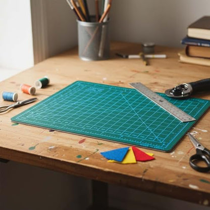 Self Healing Craft Mat, 6" x 8" Rotary Sewing Mat for Crafts, Table Protector Cut Board Cutting Matts for Fabric Leather Cutting Quilting Project, Ideas for DIY Crafts, Children, Hobbyists, A5, Green