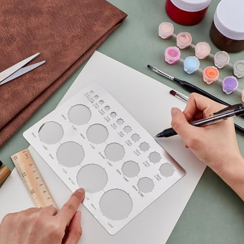 UNICRAFTALE 1Pcs Metal Circle Templates Circle Stencil for Drawing Stainless Steel Painting Stencils Circles Ruler Round Circles Tracers Stencil Templates Tool for Carving Drafting - style: Circle