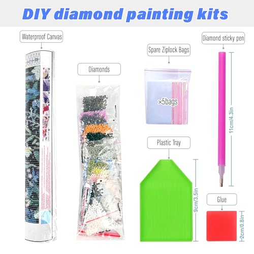 Highland Cow Diamond Art Kits for Adults,Retro Flowers Diamond Painting | Diamond Art Kit for Beginners, 5D DIY Full Drill Diamond Painting Gem Art, Home Wall Art Gifts(12x16 inch) - color: DP03966