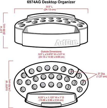 ArtBin 6974AG Desktop Accessory Storage with 24 Slots, [1] Art & Craft Organizer, White