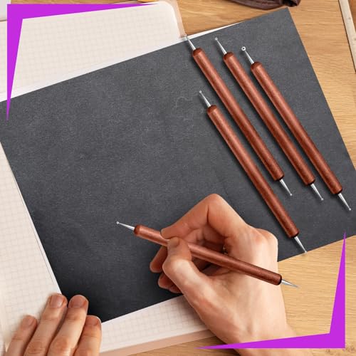 20Pcs Dotting Tools for Painting,Wooden Embossing Tools Tracing Stylus for Transfer Paper Drawing Paper - color: Mahogany Color