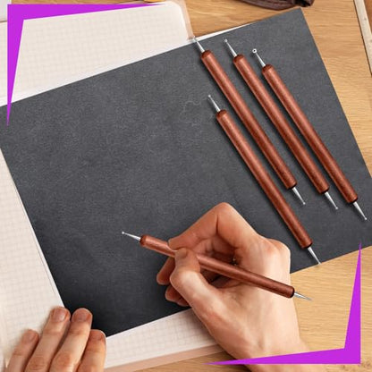 20Pcs Dotting Tools for Painting,Wooden Embossing Tools Tracing Stylus for Transfer Paper Drawing Paper - color: Mahogany Color