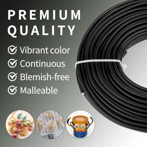 9 Gauge Aluminum Craft Wire, 52.5FT Bendable Armature Wire for Sculpting, Jewelry Making, DIY Crafting, Doll Making, Modelling, Bonsai Training(Black) - color: Black