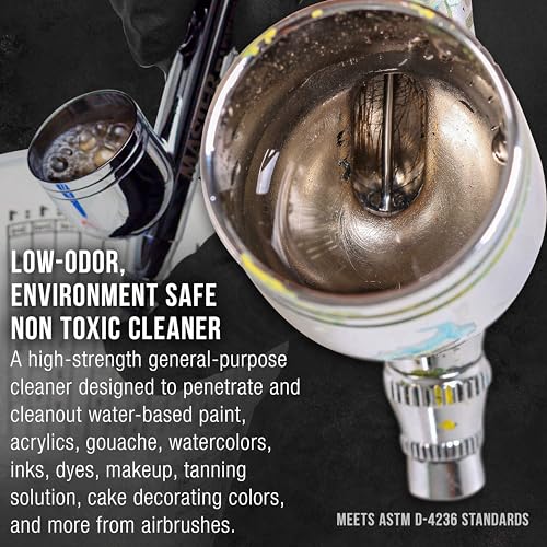 U.S. Art Supply Airbrush Cleaner, 4oz Bottle - Cleaning Solution | Water-Based Mediums, Acrylic Paint, Makeup - Air Brush Cleaner for Clogged Airbrushes, Paint Brushes, Artist Tools
