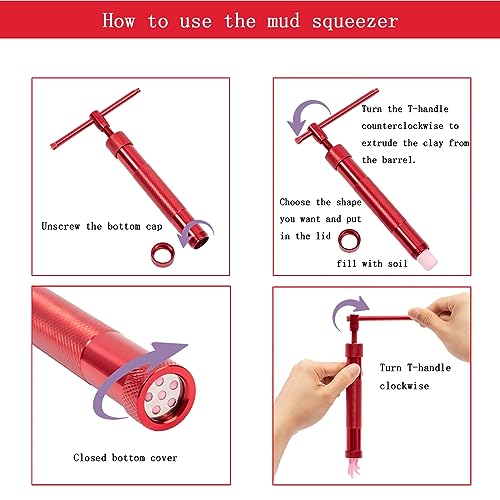 Stainless Steel Clay Extruder Sugar Paste Extruder Cake Fondant Decorating Tool Set Ceramics & Pottery Clay Extruders Mixers & Presses (Red) - color: Red