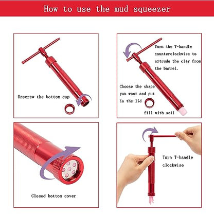 Stainless Steel Clay Extruder Sugar Paste Extruder Cake Fondant Decorating Tool Set Ceramics & Pottery Clay Extruders Mixers & Presses (Red) - color: Red