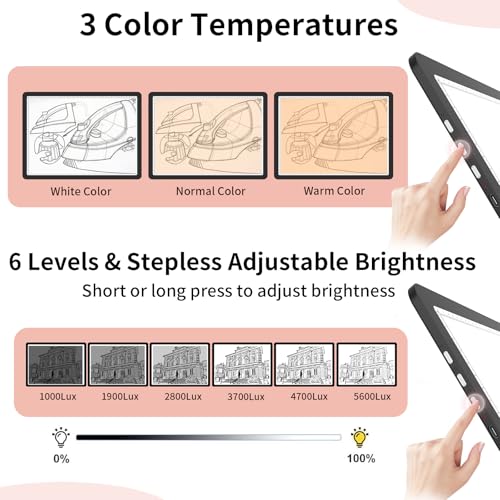 YINGWOND Rechargeable A3 Light Pad for Diamond Painting with 4000mAh Battery,Side Physical Buttons,Diamond Art Light Board,Magnetic Light Pad 13.4x18.2,LED Light Box for Tracing,Drawing,Weeding Vinyl - style: Rechargeable A3 Black