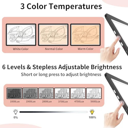 YINGWOND A3 Rechargeable Light Pad with Carry Bag,Diamond Art Light Board Built-in 4000mAh,Side Physical Buttons, Adjustable Brightness Wireless Light Box for Tracing Diamond Painting Artists - style: Rechargeable A3 Black with Bag