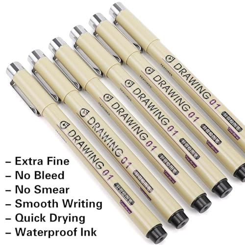 Muchcute Extra Fine Point Writing Pens,6 Black 0.25mm Smooth No Bleed Bible - color: 6 Extra Fine 01(0.25mm)