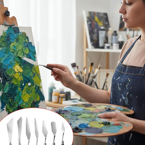 7Pcs Spatula Palette Knife Painting Knife Set Stainless Steel Drawing Scraper Painting Knives Pallet Knives Painting Accessories for oil, Canvas, Acrylic Painting