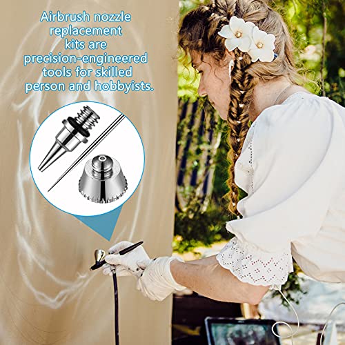 21 Pieces Airbrush Nozzle Cap Kit Airbrush Needle Replacement Parts Airbrush Needles with Wrench and Airbrush Cleaning Kit Replacement Part for Airbrush Sprayer Accessories, 0.2/0.3/0.5 mm
