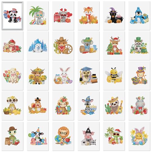 Xuhal 30 Pcs Interchangeable Diamond Art Kits for Adults DIY Holiday | Seasonal Animals Diamond Paintings Rhinestone Gem Art Crafts for Easter Spring Summer Home Wall Table Decor Gifts - style: Festival