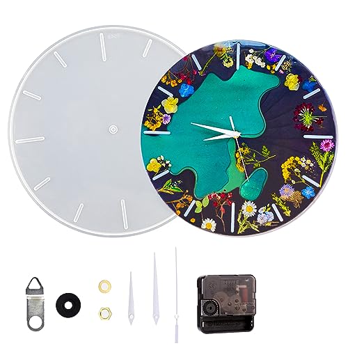 Resin Clock Molds,10''/14'' Roman Numerals Clock Silicone Mold with Mechanism,Resin Clock Epoxy Casting Molds for DIY Jewelry Art Crafts Home Decor Gift Wall Hanging Ornaments(Small, No Num) - color: No Num, size: Small