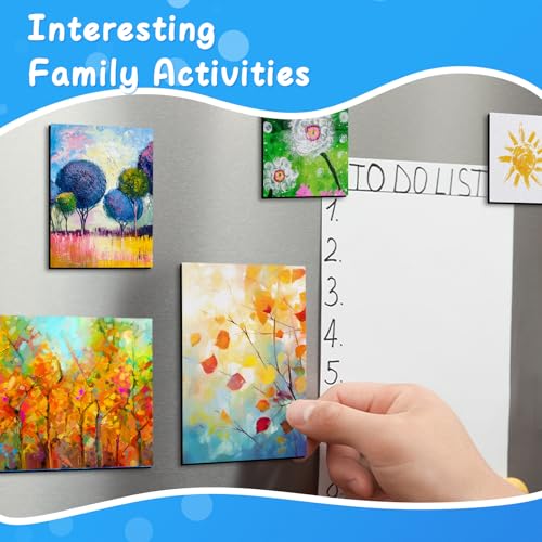 Engrowtic 30 Pcs 60 Pcs Mini Magnetic Canvas Panel Boards 3" x 3" 2.5" x 2.5" 2.2" x 3" 3" x 4" Magnetic Painting Canvas Panel Assorted Size for Painting Fridge Locker Art Crafts DIY