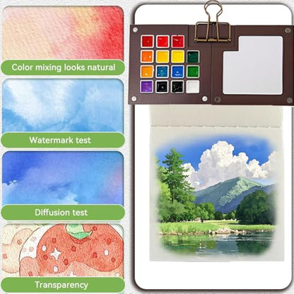 Mini Watercolor Paint Travel Set Chocolate Shape Portable Palette - color: Chocolate 15 Grids