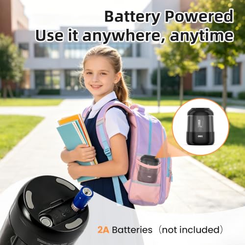 deli Electric Pencil Sharpener, Battery Operated, 6.5–8mm for Classroom | Battery Electric Pencil Sharpener, Durable Blade 5000+ Sharpen, Fits 6.5-8mm Pencils Classroom Kids Home - color: Black