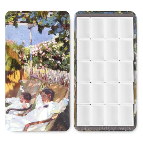 20 Empty Full Pans Watercolor Palette Tins Box with Magnetic Squares | 3ml Plastic Half Pan,Metal Paint Tray Palettes for Travel,Lightweight Portable,Watercolor Painting Mixing Tray.Garden - color: Garden, size: 20 Full Pans