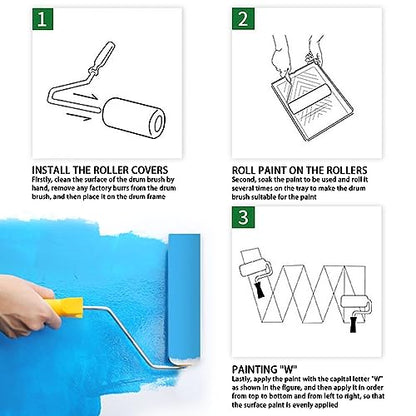 8 Pieces 6 inch Foam Paint Roller Cover with 2 Frame Set | High Density Foam Paint Roller Covers, Mini Paint Roller Kit for Painting Walls, Ceilings, Cabinets, Cupboards, Doors - size: 6",8pcs