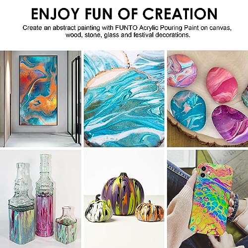Funto Acrylic Pouring Paint Set, 36 Bottles, with Silicone Oil, High Flow, Pre-Mixed, Art Supplies for Pouring on Canvas, Glass, Wood, Tile, Rocks - color: COLORFUL