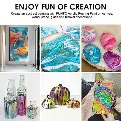 Funto Acrylic Pouring Paint Set, 36 Bottles, with Silicone Oil, High Flow, Pre-Mixed, Art Supplies for Pouring on Canvas, Glass, Wood, Tile, Rocks - color: COLORFUL