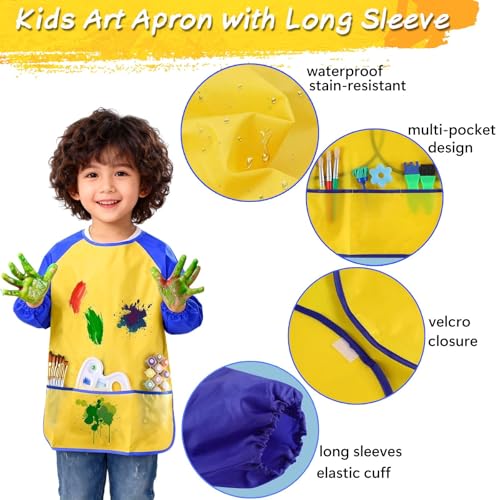 Paint Cups with Lids for Kids, 7pcs Spill Proof Painting Cups with Rotating Holder Toddler Paints Brushes No Spill Paint Cups with Kids Art Smock Paint Containers Art Supplies for Classrooms