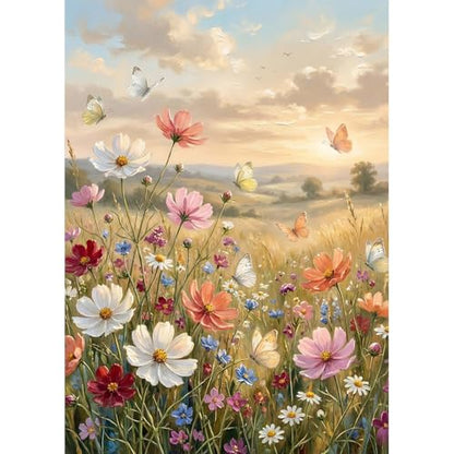 FOXKISS Diamond Art Painting Kits for Adults, Wildflower Full Drill Diamond Dots Paintings for Beginners, Round 5D Paint with Diamonds Pictures Gem Art Painting Kits DIY Crafts Kits 12x16In - color: Wildflower 2