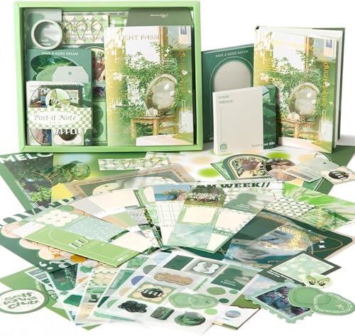 ATIRAMANIYA 346pcs Vintage Scrapbook Kit Aesthetic Junk Journal Set with Stickers, Washi Tape, A6 Notebook & Decorative Paper, All-in-One Scrapbook Kit Stationery (Poetry) - color: Poetry