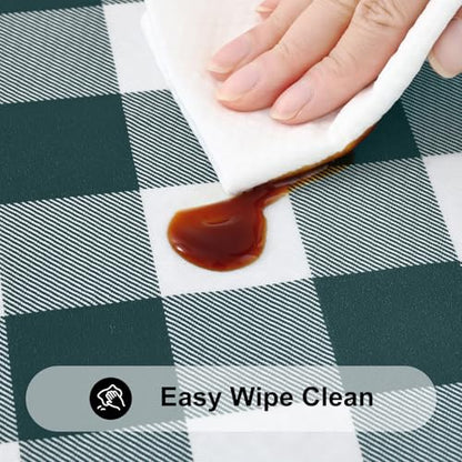 Smiry 4 Foot Picnic Table Cloth, Flannel Backed Fitted Vinyl tablecloths | Waterproof Elastic Rectangle Tablecloth ,Buffalo Plaid Table Covers for Dining, Camping (Hunter Green and White, 24" x 48") - color: Hunter Green and White, size: 48" x 24" (Rectan