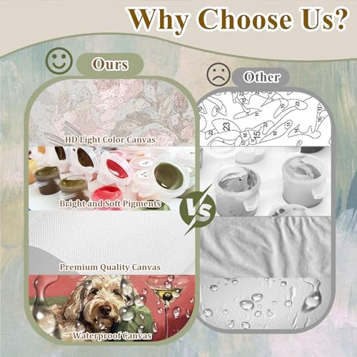 Dog Paint by Number for Adults, Paint by Numbers Kit for Adults 16x20 Inch - color: Dog and Cocktail (16x20 in)