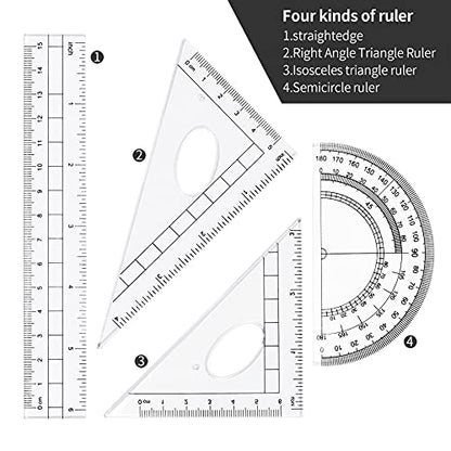 Vobou Math Geometry Sets 10 Pcs, Student Supplies Kit, for School (Black) - color: Black
