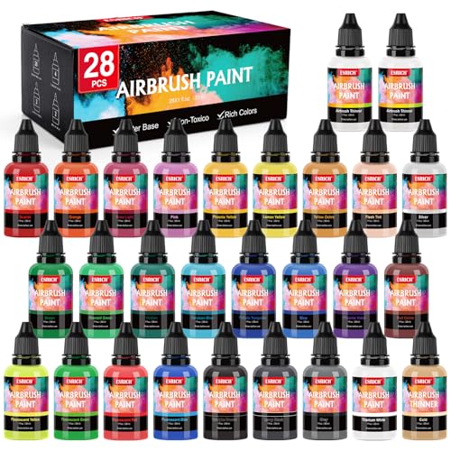 ESRICH Airbrush Paint Set, 26 Colors x 1 oz with 2 Thinner - color: 26 color