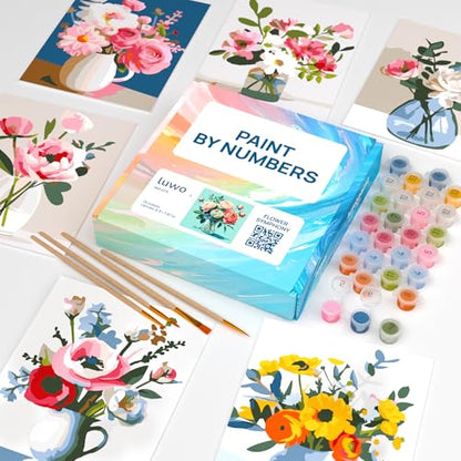 LuwoArte 6 Pack Paint by Numbers Kit for Adults – Flower Symphony – Floral Paint by Numbers for Adults Beginners – DIY Adult Paint by Number Kit – Relaxing Painting Set – 6.3 x 7.87 inch - color: Flower Symphony