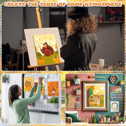 Sherr 20 Pcs Autumn Pre Drawn Canvas for Painting for Adults | Thanksgiving Outline Pre Drawn Canvas to Paint Fall Party Set, 8 x 10'' - style: Autumn