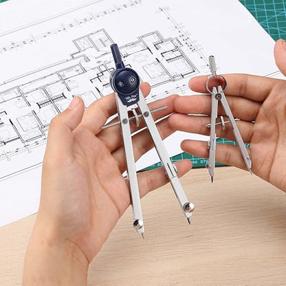 Mr. Pen- Professional Geometry Set, 7 pcs | Metal Compasses with Center Wheel & Extension Leg, Precision Drafting Kit with Storage Box for Geometry, Technical Drawing - style: 7 pcs Geometry Tool Set