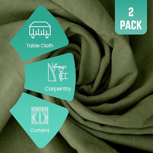 ZUPERIA Olive Green Drop Cloth (6' x 10' Feet - Pack of 2) - Pure Canvas Drop Cloth for Painting, Curtains & Floor Protection, Washable & Reusable, Tightly Woven Paint Cover for Multipurpose use - color: Olive Green, size: 6' x 10' - 2 Pack