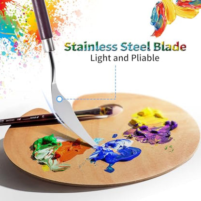4 Pcs Palette Knife, Flat Head Spatula, Redwood Handle | Stainless Steel Painting Knife, Oil Paint Metal Knives, Pallet Painting Knives for Oil, Acrylic and Canvas Drawing