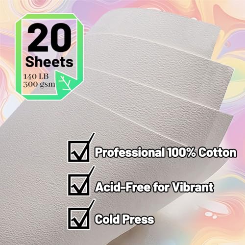 Professional Watercolor Sketchbook with 6-Ring Binder, 20 Sheets 300GSM/140lb 100% Cotton Acid-Free Cold Press Paper, 9.25" x 6.3" Textured Art Journal for Artists, Students & Adults (Pink) - color: Pink